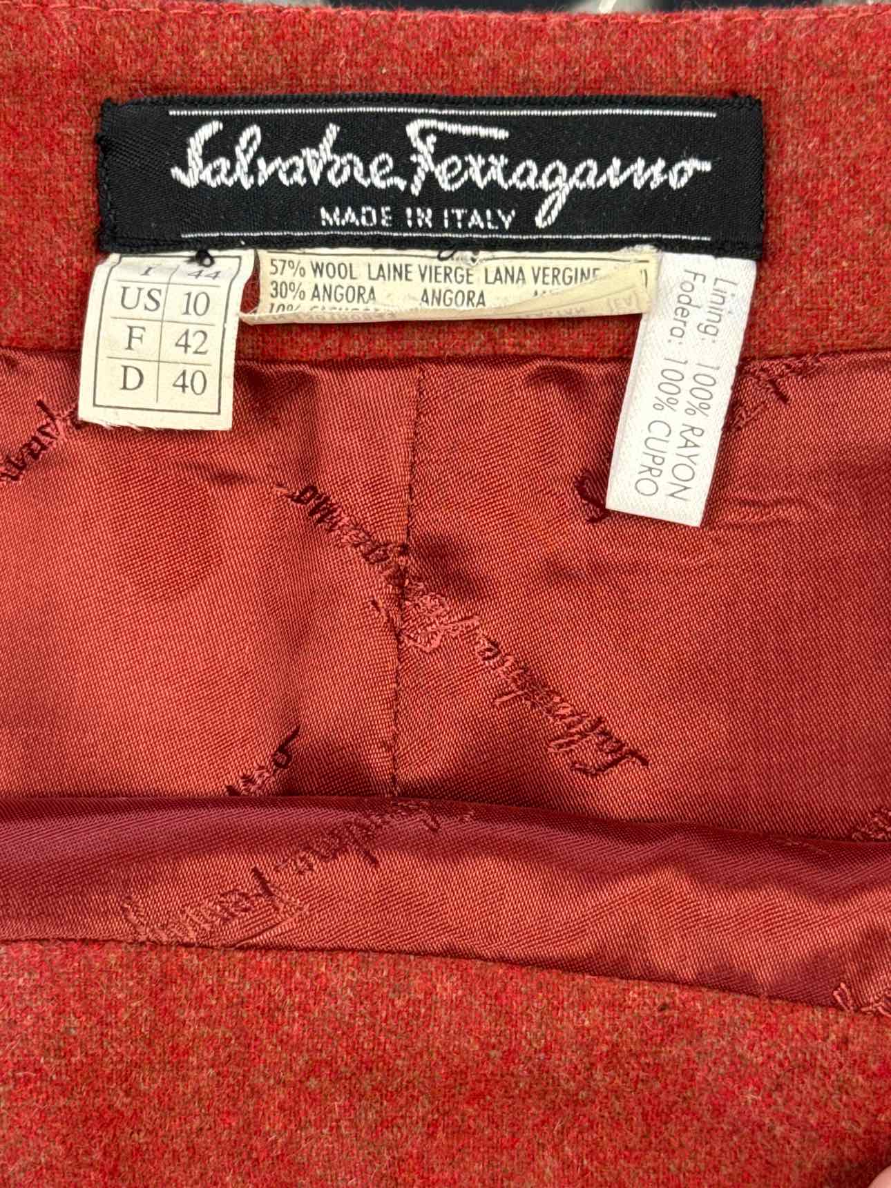 Ferragamo Vinatge Orange Wool Pencil Skirt