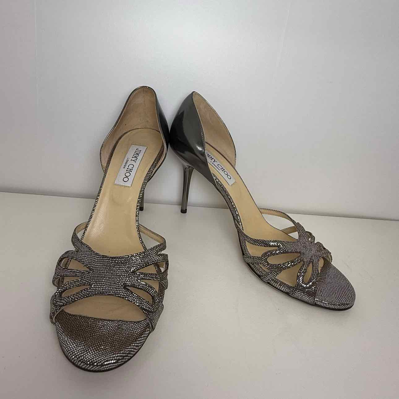 Jimmy Choo Silver Metallic Heels 39.5/ 9