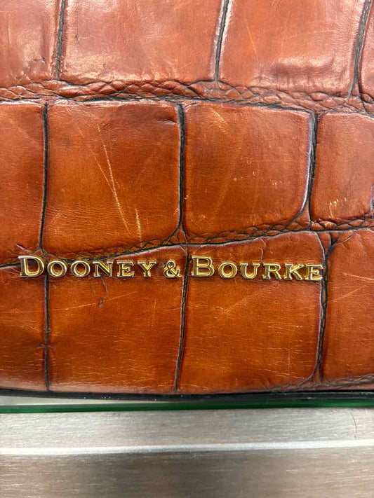 Dooney & Burke Brown Crocodile Embossed Leather W/ Black Trim Tote Purse