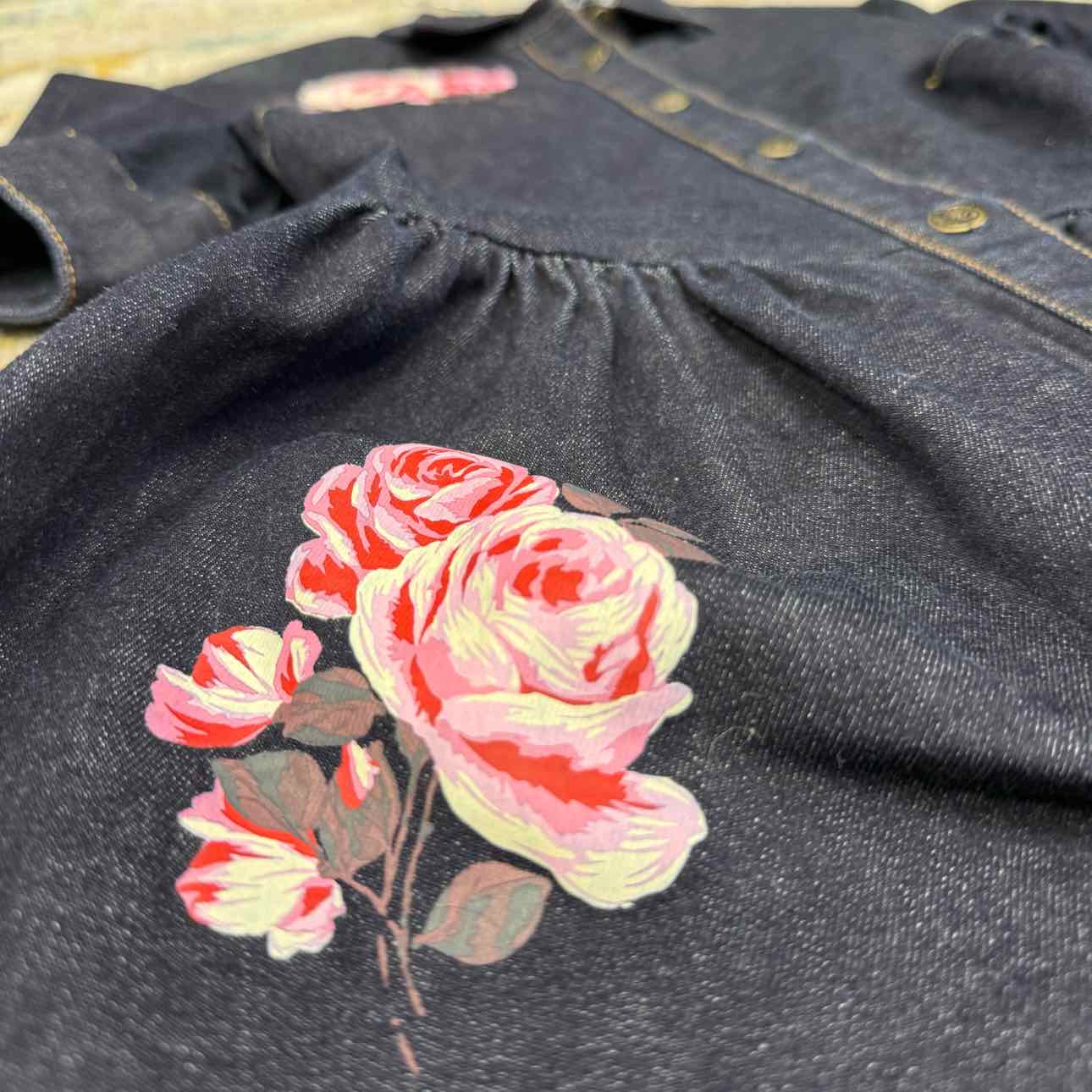 Kate Spade Jean Buttonup Dress with Pink Flowers