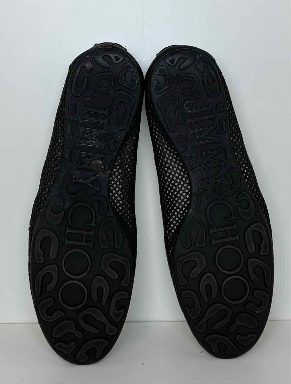 Jimmy Choo Size 39.5 Black Mesh Flats with Bow