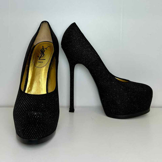 YSL black with silver mesh shoe 39.5