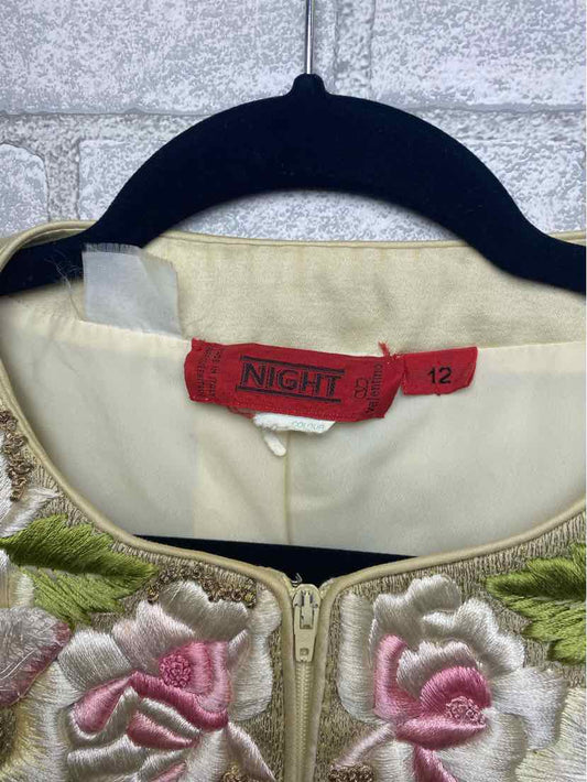 Valentino Size 12 Vintage Flower Embroidered Tan Jacket
