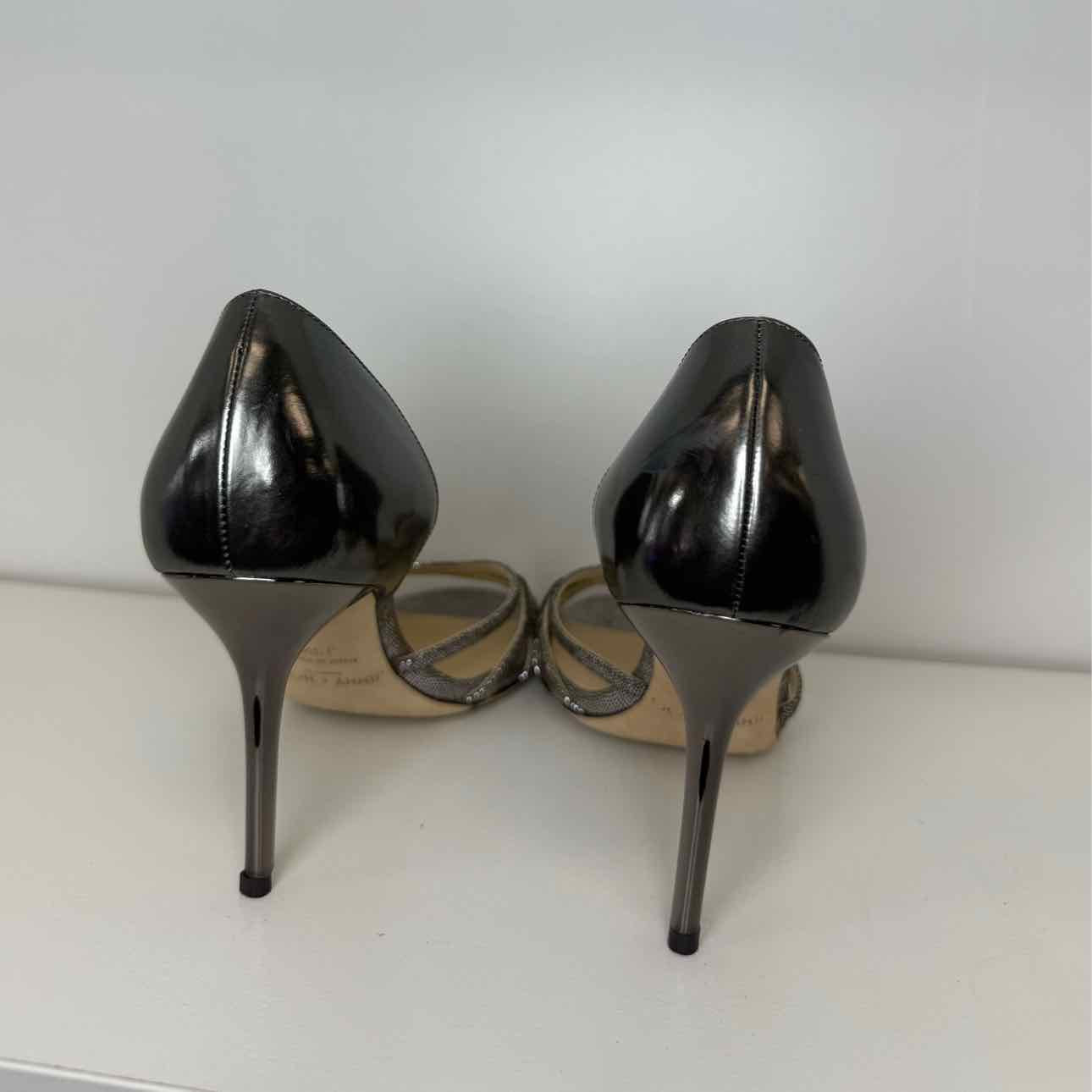 Jimmy Choo Silver Metallic Heels 39.5/ 9