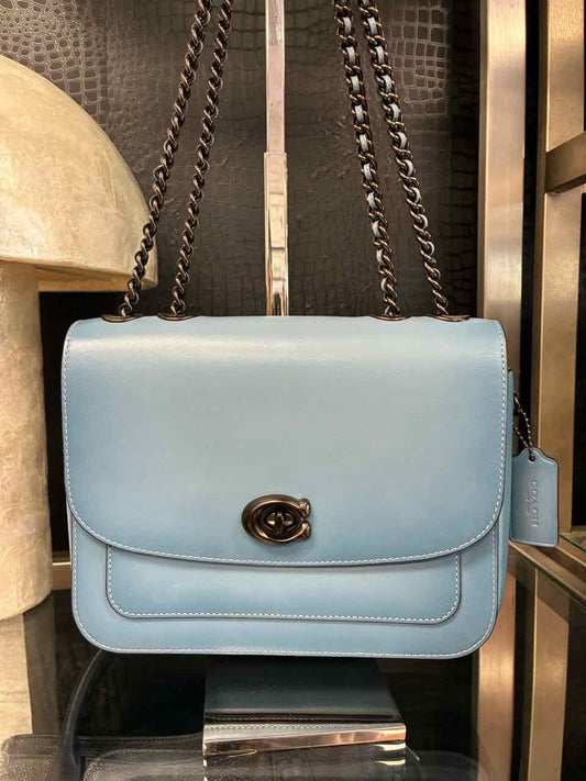 Coach Madison Smooth Calf Leather Shoulder Bag in Azure Blue