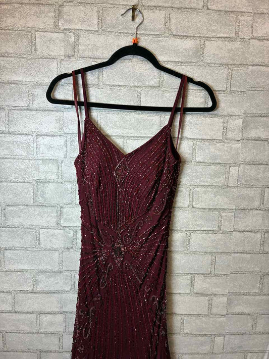 Size 6 Sue Wong Burgundy Dress