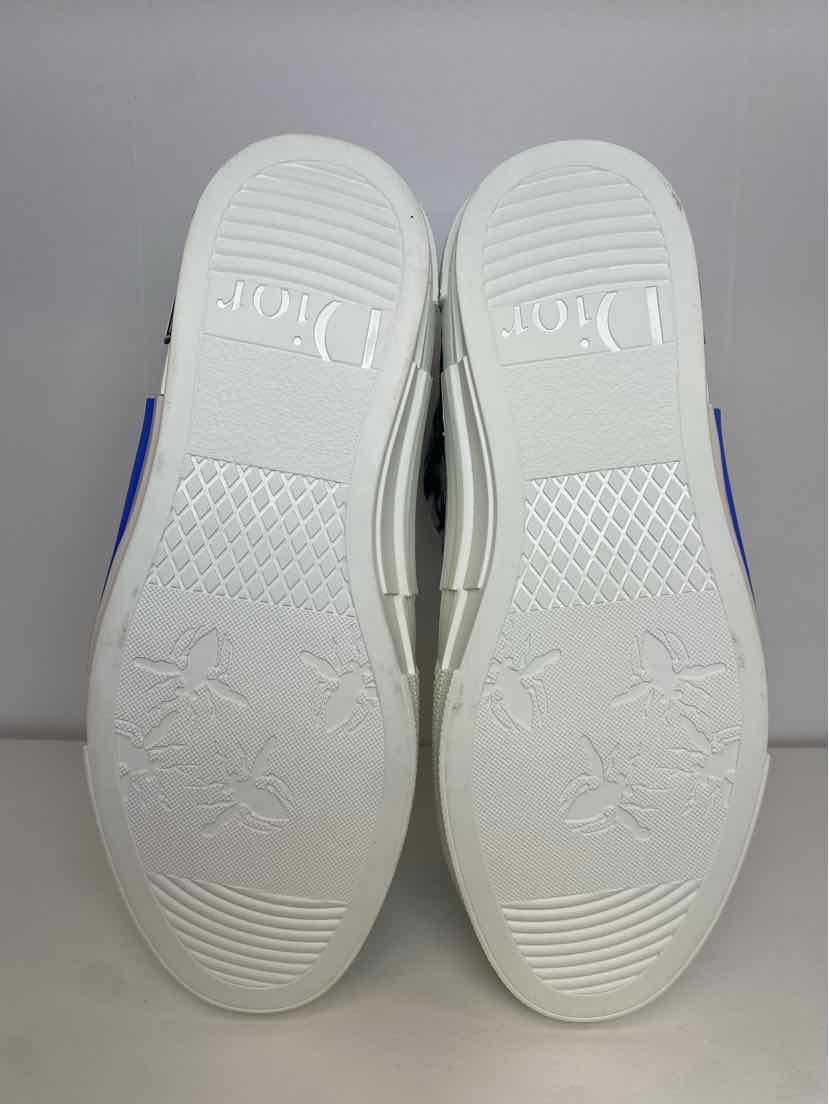 Dior Size 39 B23 High Top Beige, Black, and Blue Dior Oblique Fuzzy Sneakers