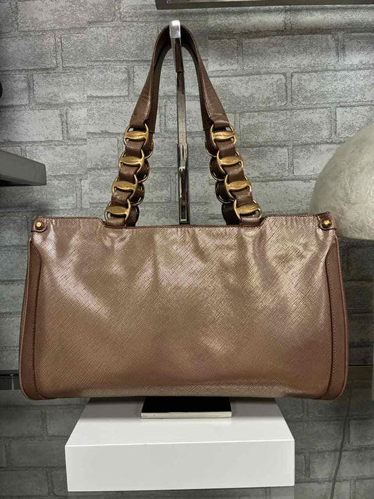 Ferragamo Nicoletta Saffiano Leather gold/bronze purse