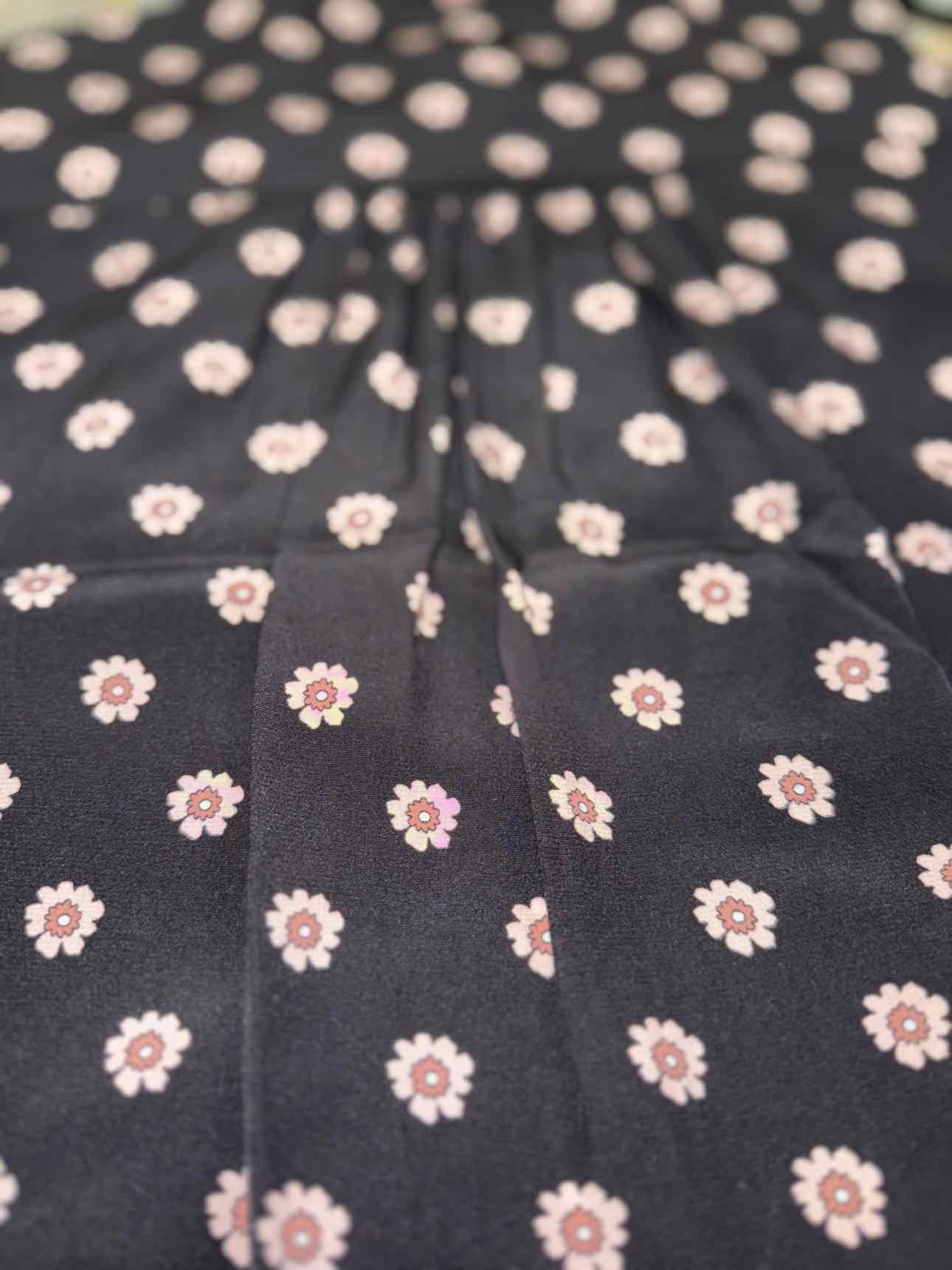 Kate Spade Black Silk Shirt with Pink Flower Pattern S