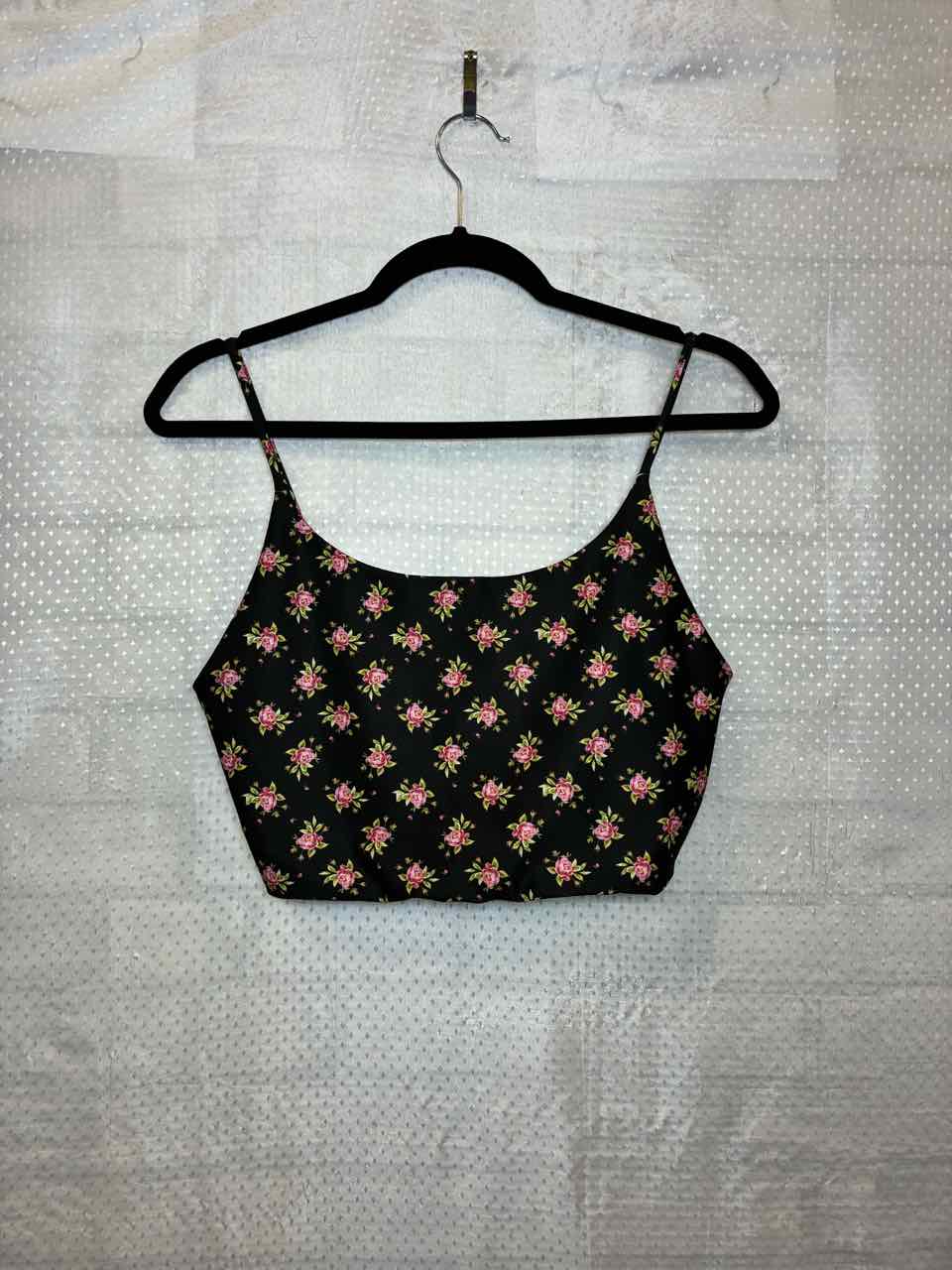 Alice and Olivia Black Pink Floral Mid Drift Blouse s