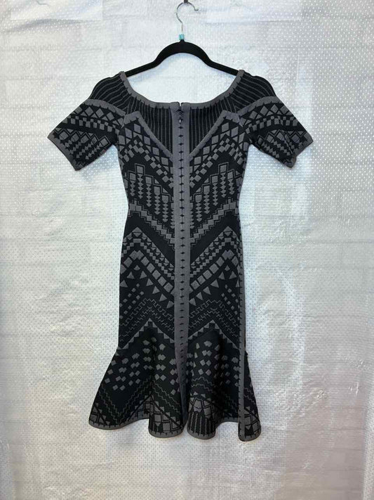 Size XS Herve Leger Black Print Dress