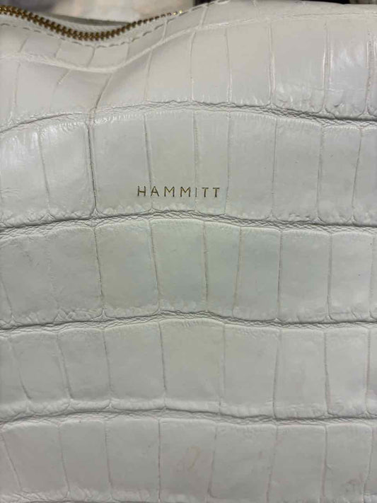 Hammitt White Croc Embossed Leather Satchel Purse w/ Gold Hardware