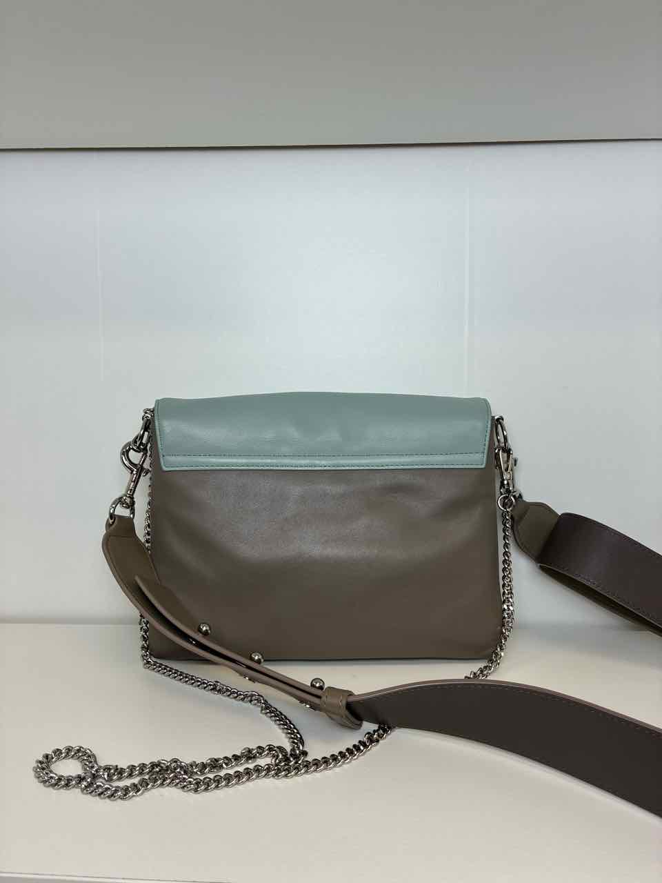 All Saints Leather Crossbody Colorblock Zep Box Bag Blue Brown