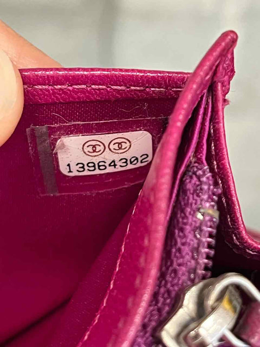 Chanel Vintage Pink/Fuchsia Lambskin Camellia Embossed Long Wallet