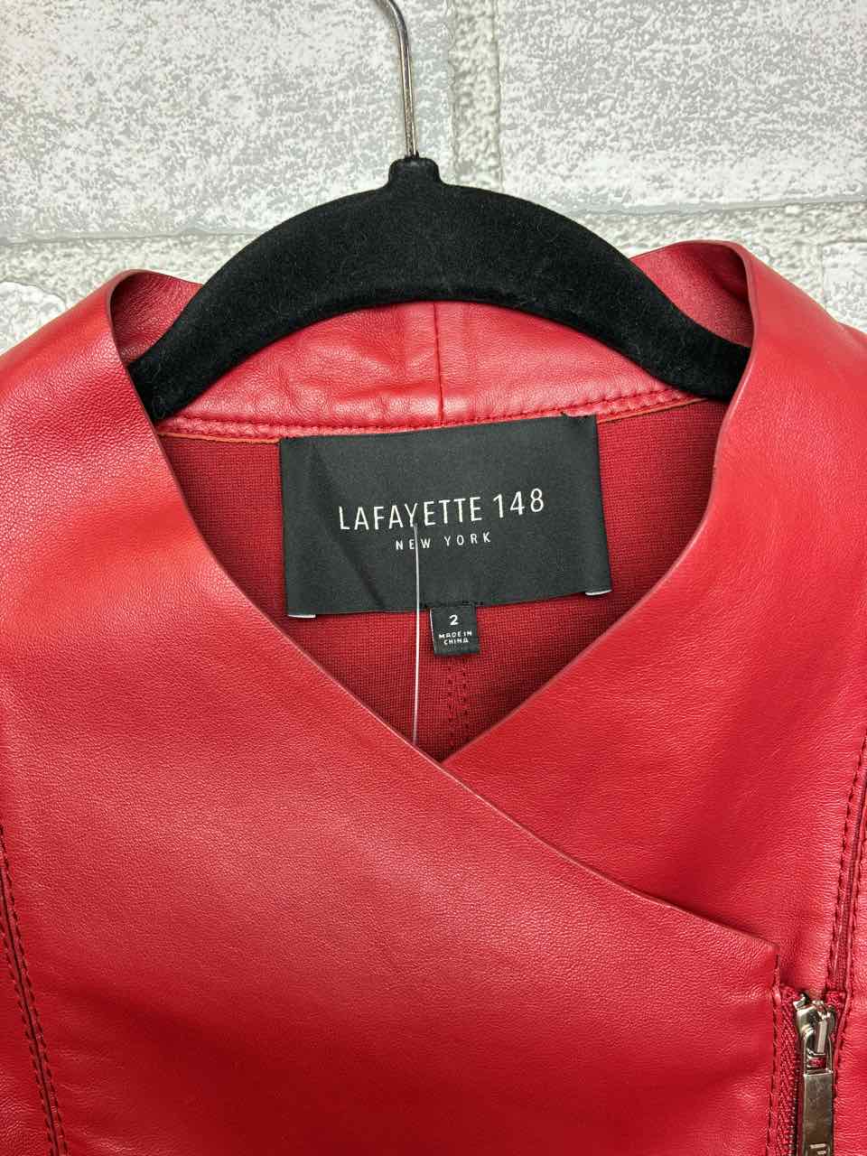 Lafayette 148 Red leather jacket size 2