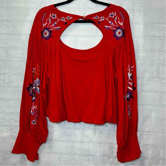 Free People Red Blouse Size Small