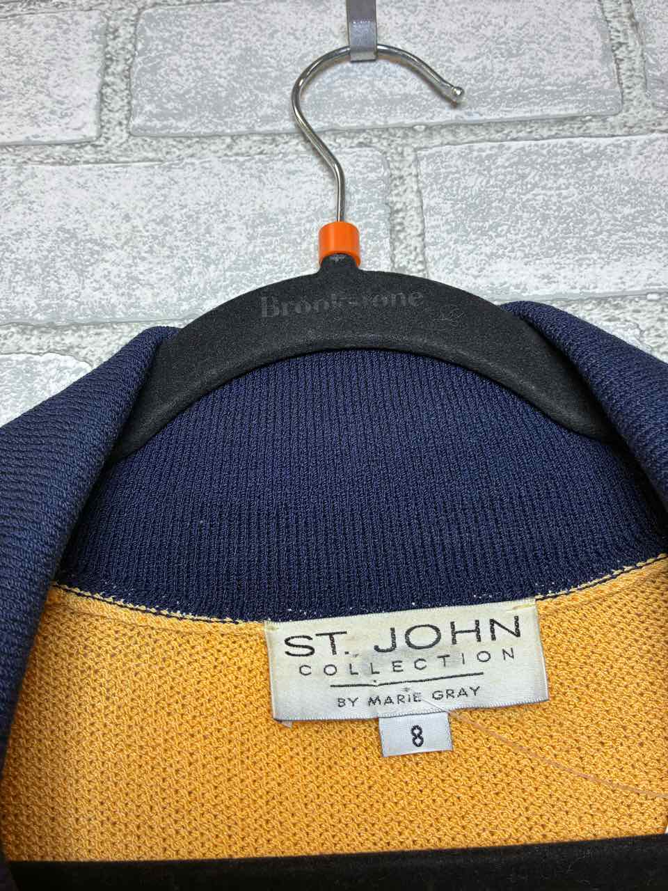 St John yellow & navy cardigan w/ gold buttons 8/M