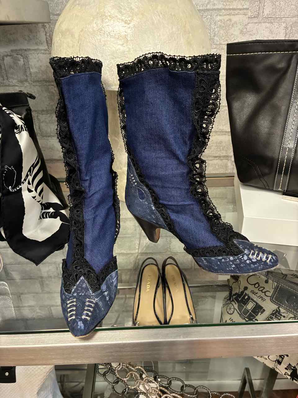 El Vaquero Blue Denim Shoe Size 39 Boots