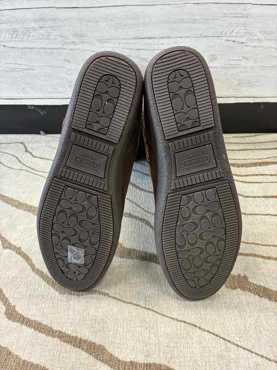 Coach Brown Monogram Theona Signature Tall Boots with Fur Size 11