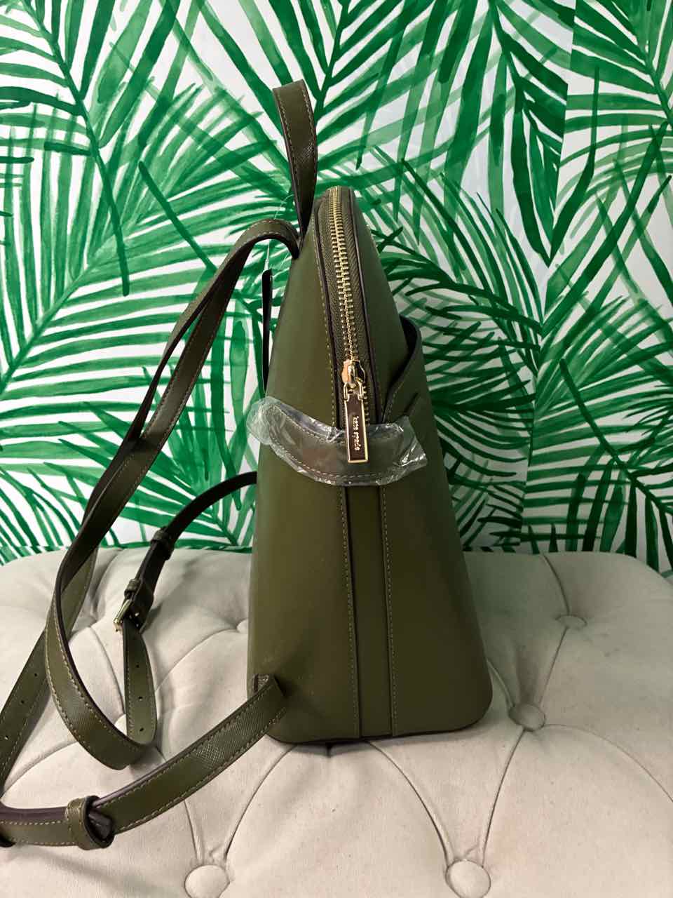 Kate Spade Leather Seaweed Green Medium Dome Backpack