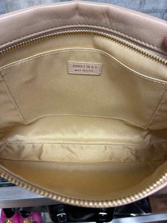 JIMMY CHOO ZENA NUDE CLUTCH W/ GOLD STARS