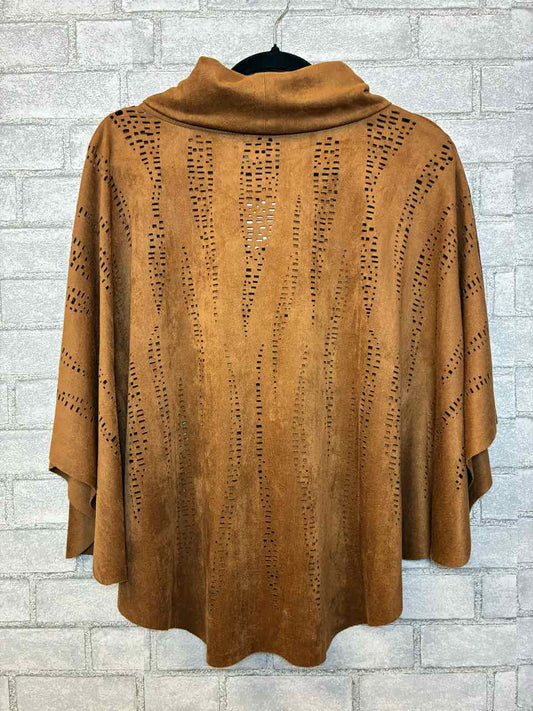 Alberto Makali Ultra Suede Brown Cape Blouse size Large
