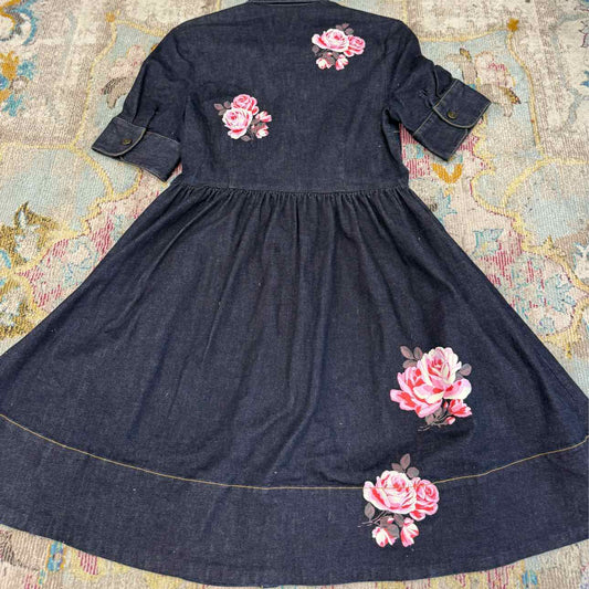 Kate Spade Jean Buttonup Dress with Pink Flowers