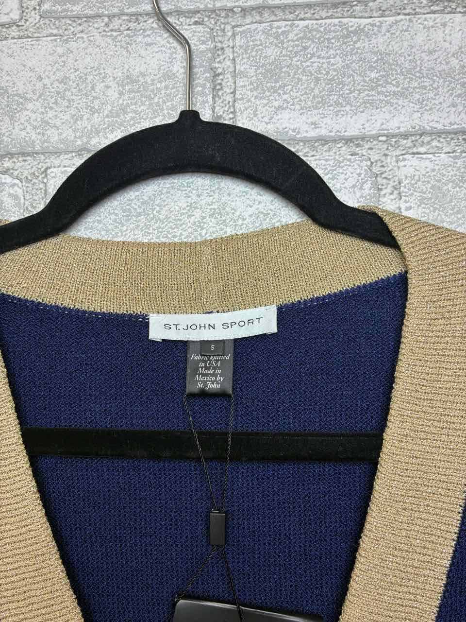 St John Navy and Gold Knit Button Up Size Small