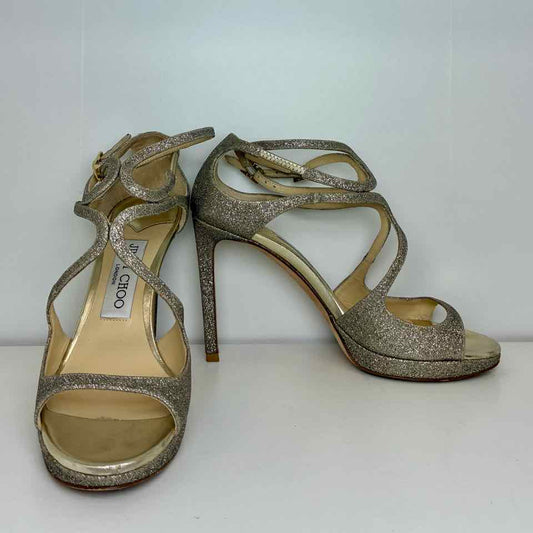 Jimmy Choo Dusty Glitter Platinum Ice Silver Size: 6.5