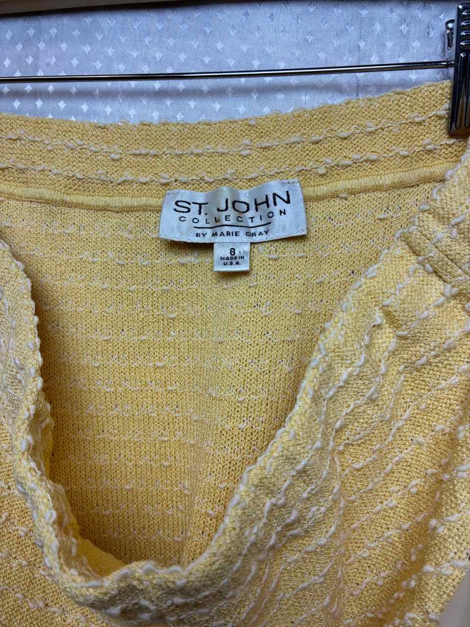 St John Knit Yellow White tweed skirt size 8