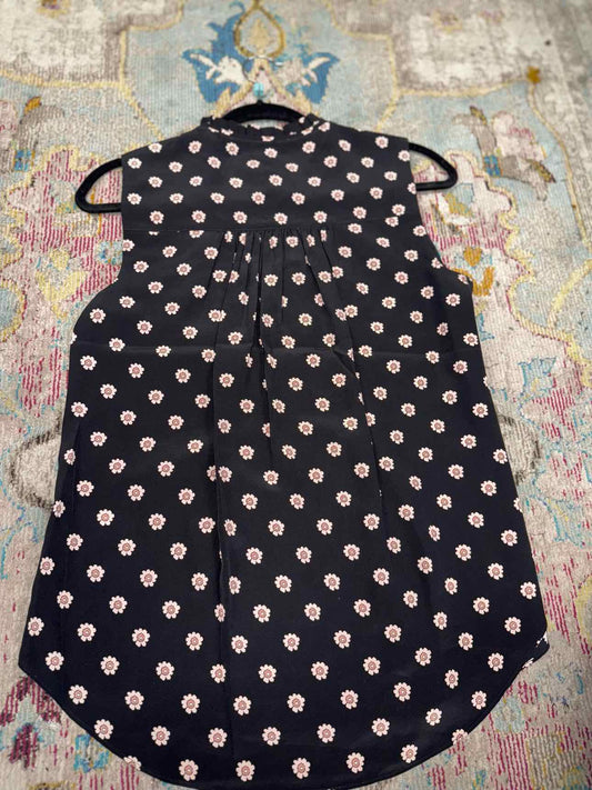 Kate Spade Black Silk Shirt with Pink Flower Pattern S