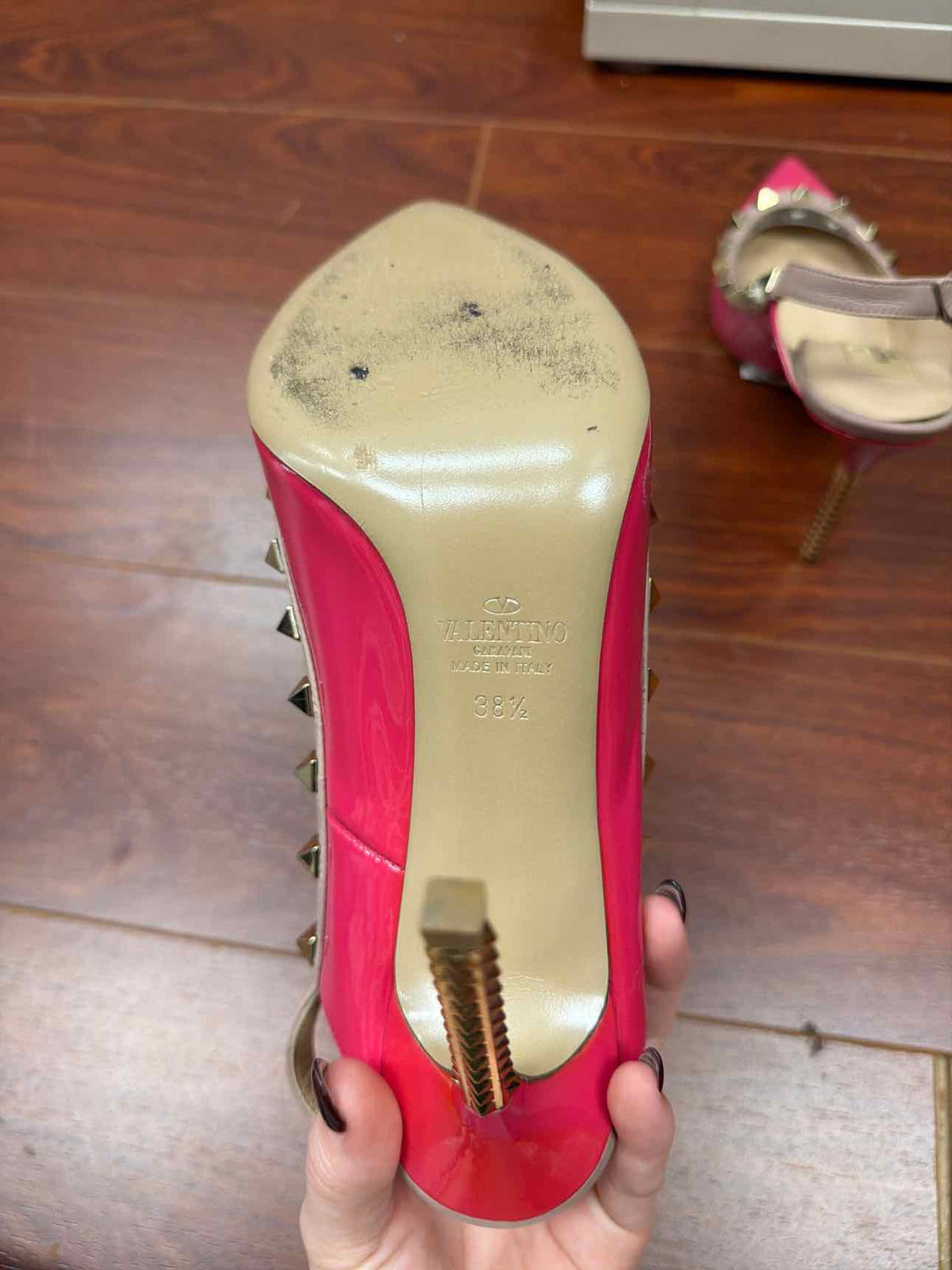 Valentino pink and gold studdeded heels