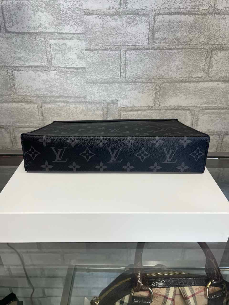 Louis Vuitton Black Monogram Pochette Voyage Eclipse Canvas Travel Bag.