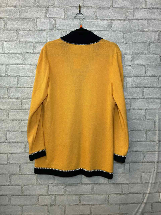St John yellow & navy cardigan w/ gold buttons 8/M