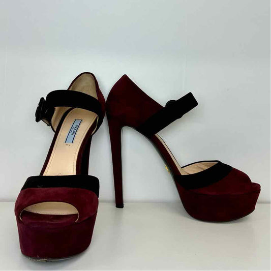 Prada Suede Burgundy Heels 40