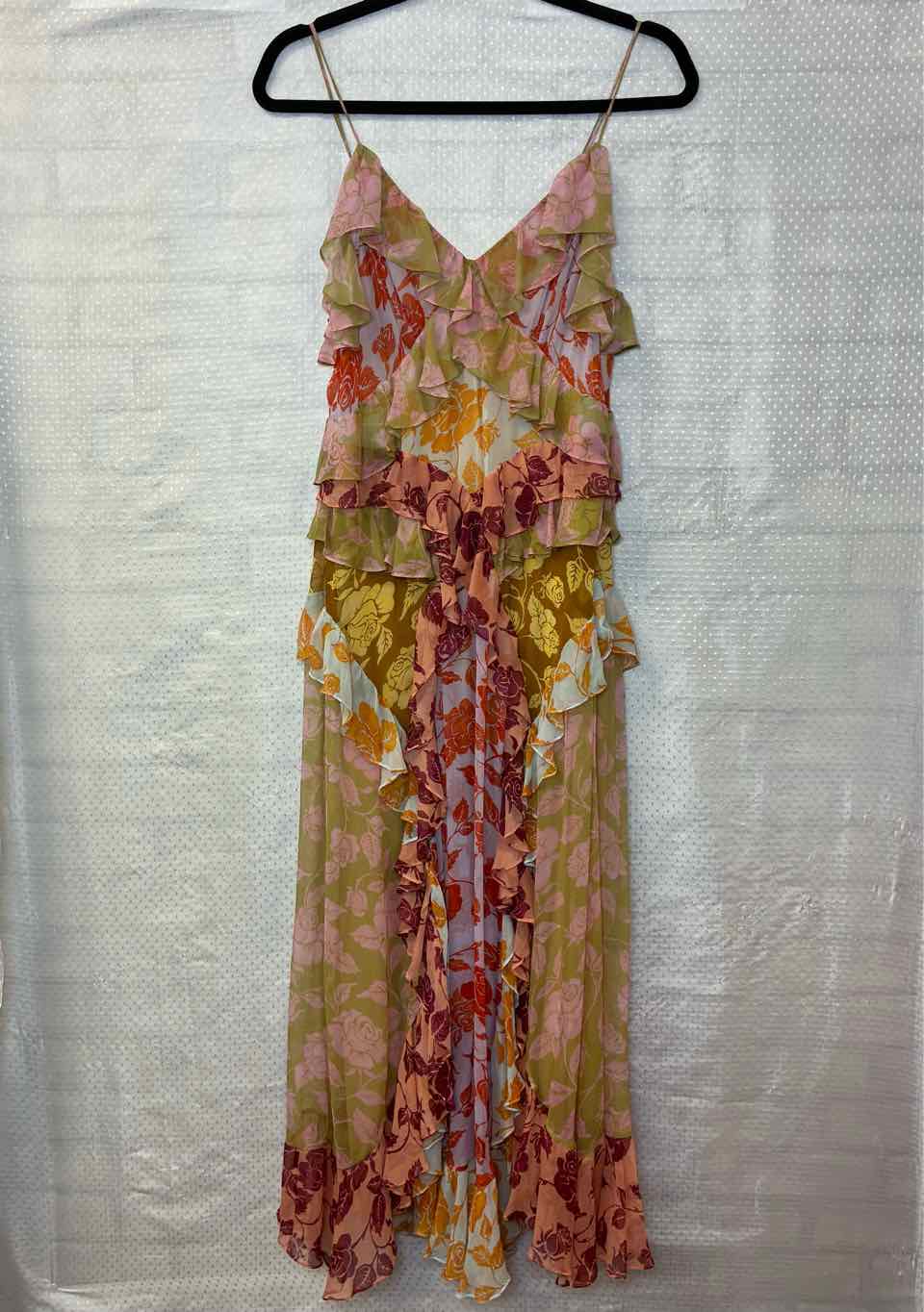 ZimmerMan Multi Colored Rose Ruffle Slip Dress Size 2
