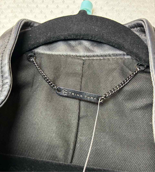 Trina Turk black soft leather vest 8/M