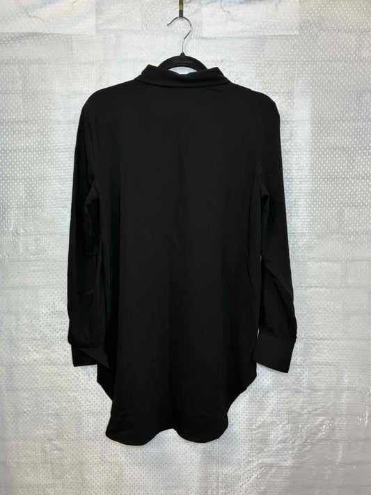 Tahari black button up LS shirt M