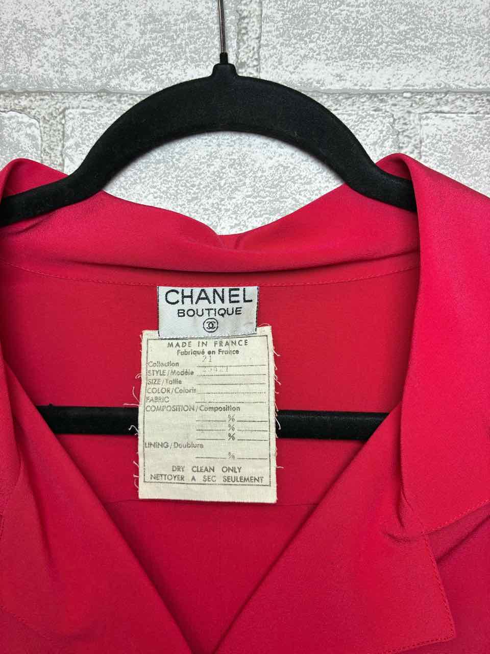Vintage Chanel Red/Pink Silk Blouse Size Large