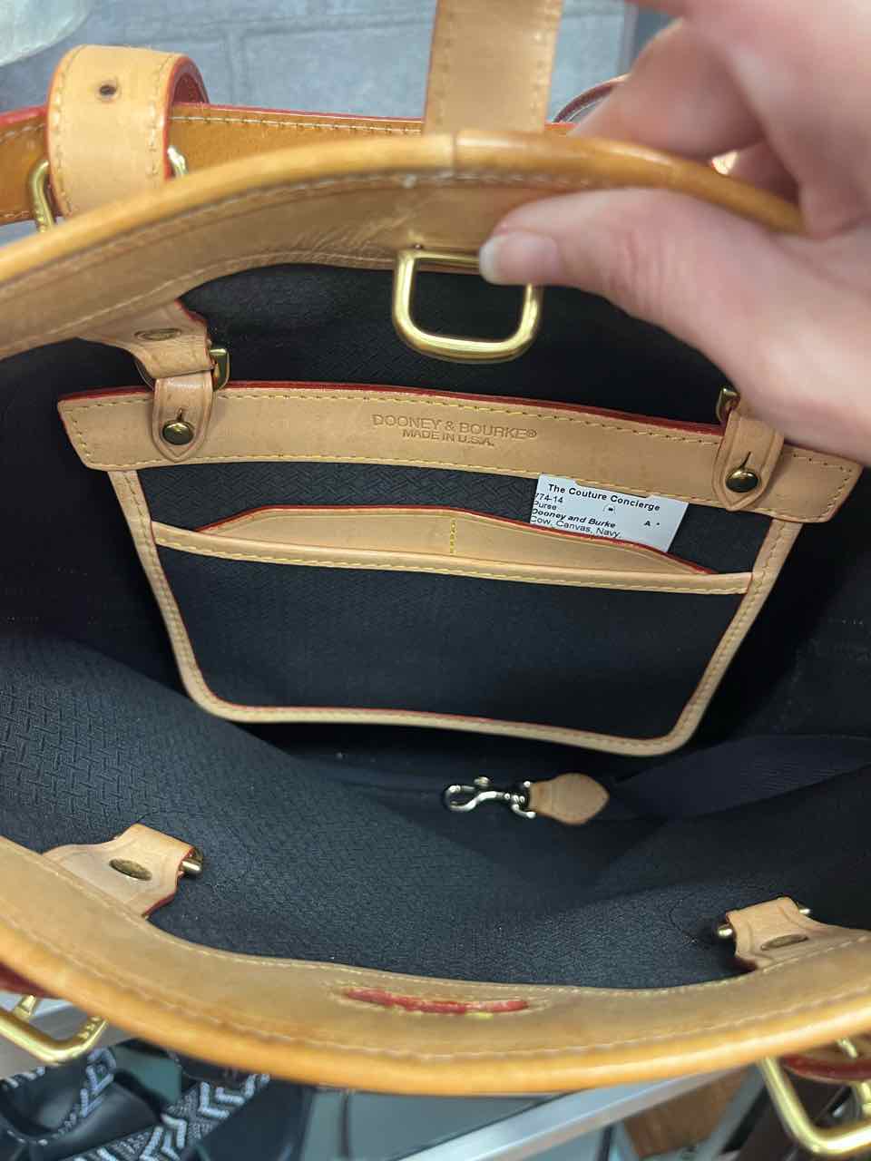 Vintage Dooney and Bourke Navy Canvas and Leather Bucket Bag