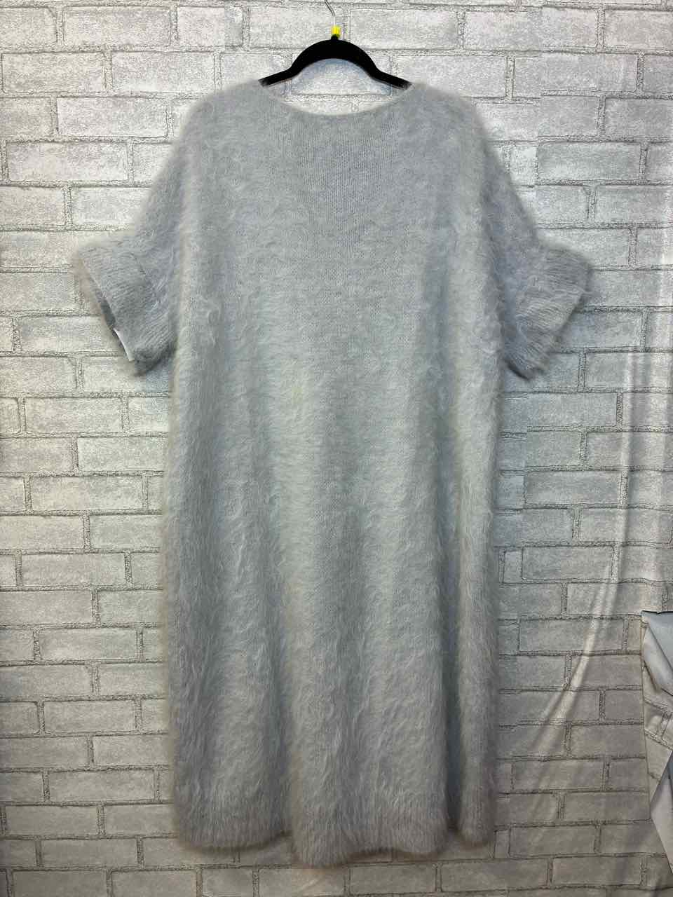 No Brand XL Angora Rabbit Fur Knited Gray Oversized Sweater Dress