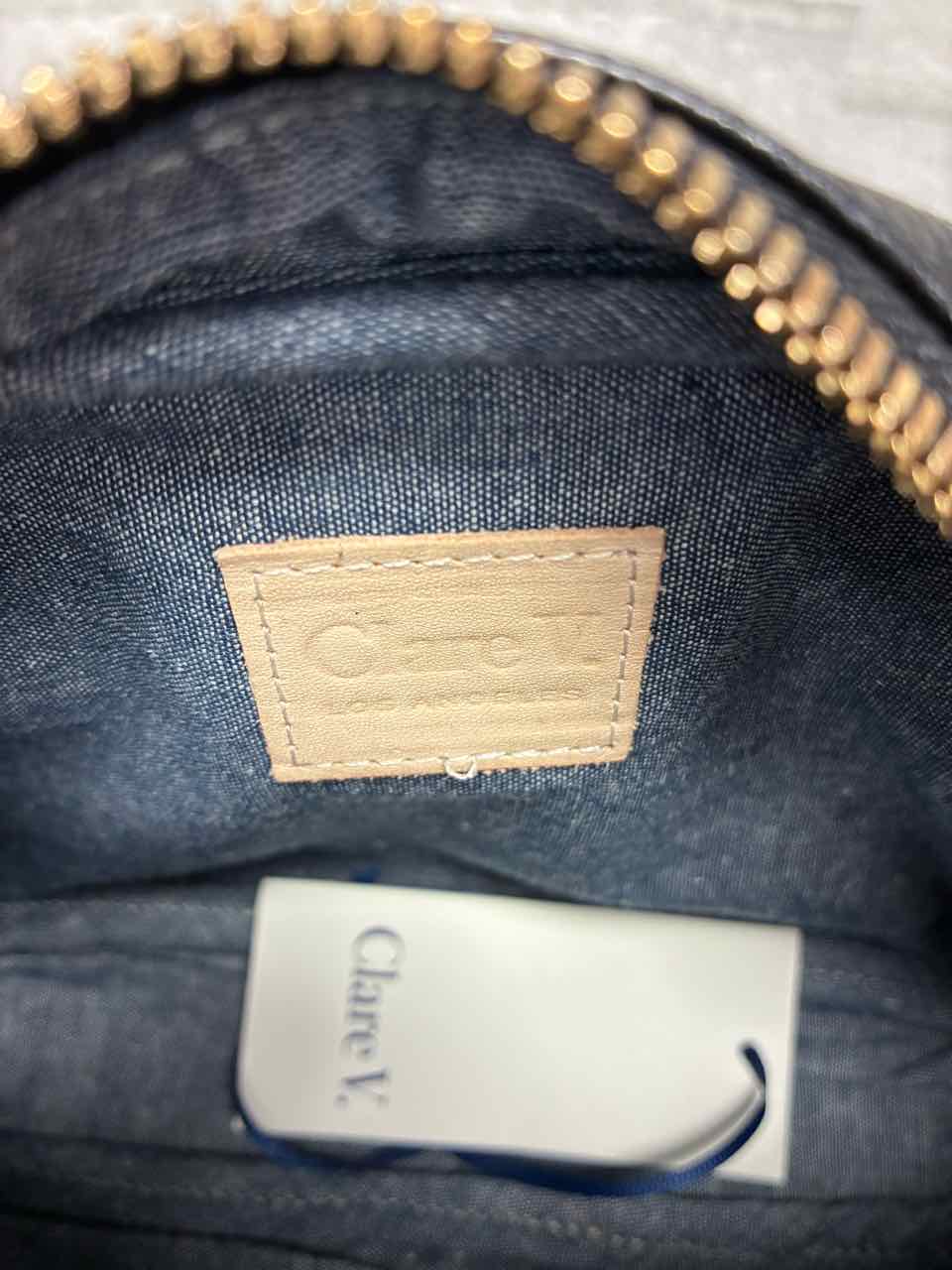 Claire V Black with Nude, Green and blue Stripes in the middle Leather Purse