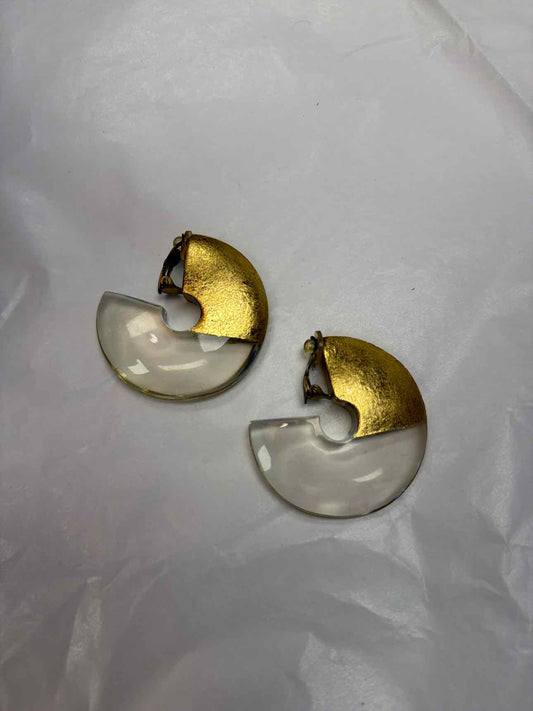 Clear and gold half circle shaped clip ons