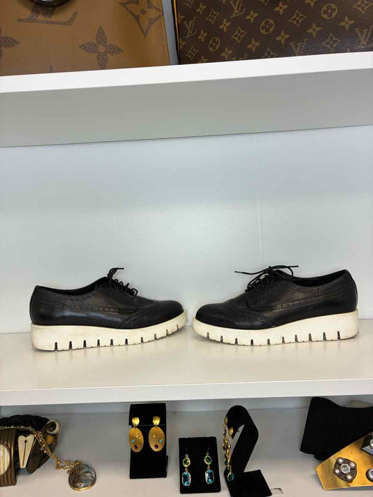 Carvela Black Leather Platform Shoe Size 39