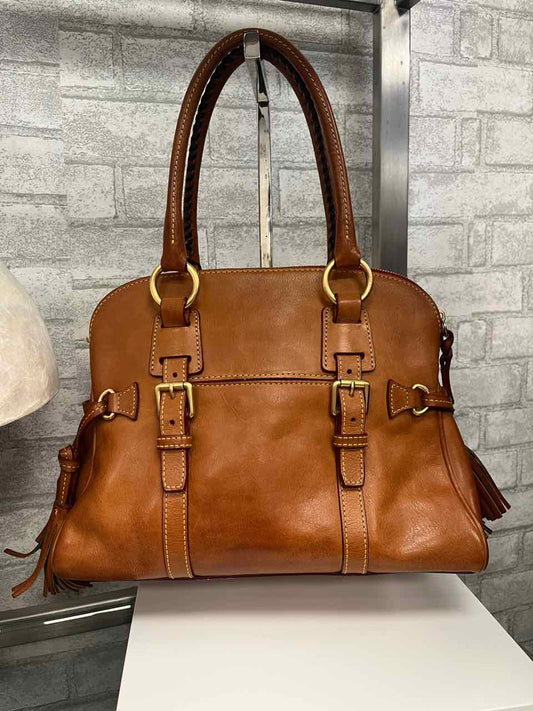 Vintage Dooney and Bourke Florentine Leather Chestnut Brown Large Satchel Purse
