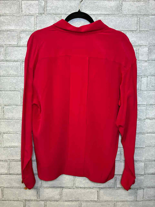 Vintage Chanel Red/Pink Silk Blouse Size Large