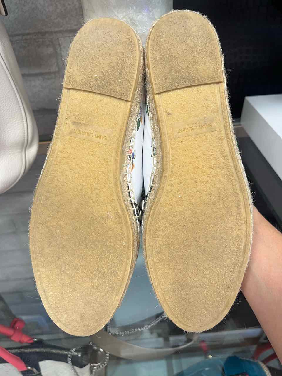 Saint Laurent St.Venice floral studded leather espadrille flats