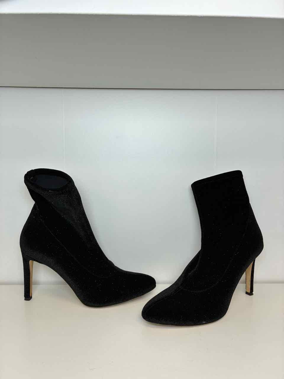 Giuseppe Black Glitter Velvet Ankle Bootie Size 36 1/2