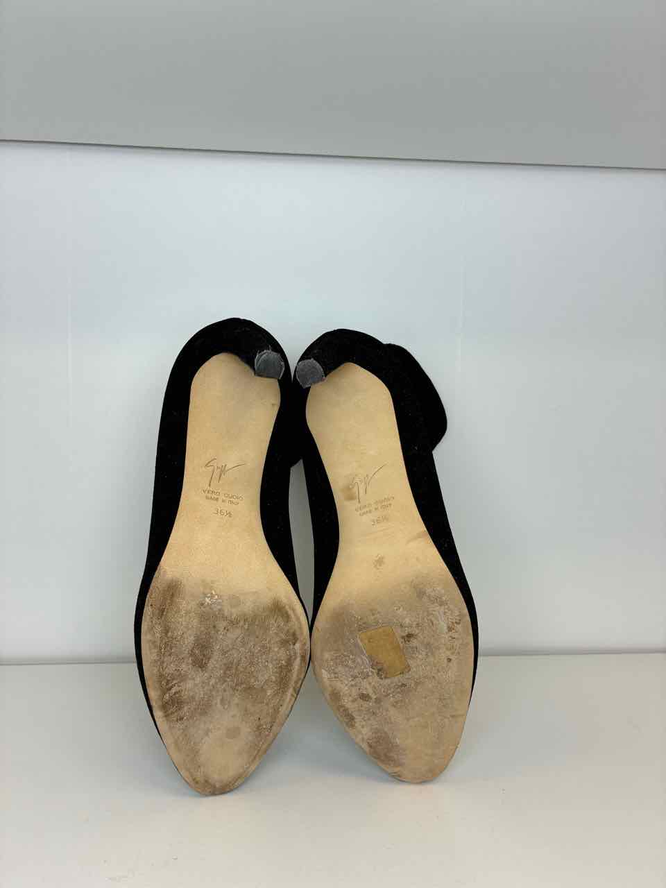 Giuseppe Black Glitter Velvet Ankle Bootie Size 36 1/2