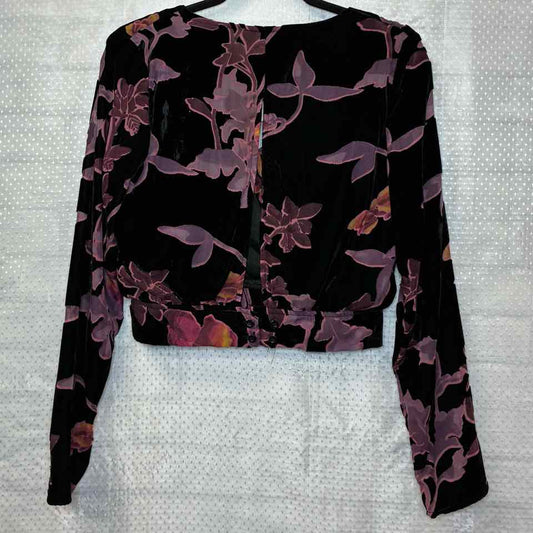 Love and Harmony Velvet black and Purple Blouse Size Small
